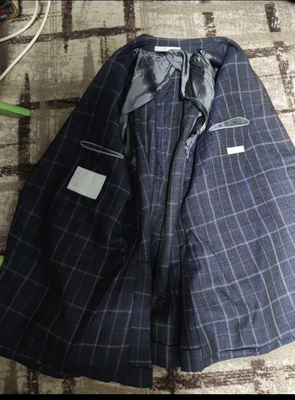 Ferre Milano pure wool soft tweed Windowpane charcoal classic jacket blazer 40R