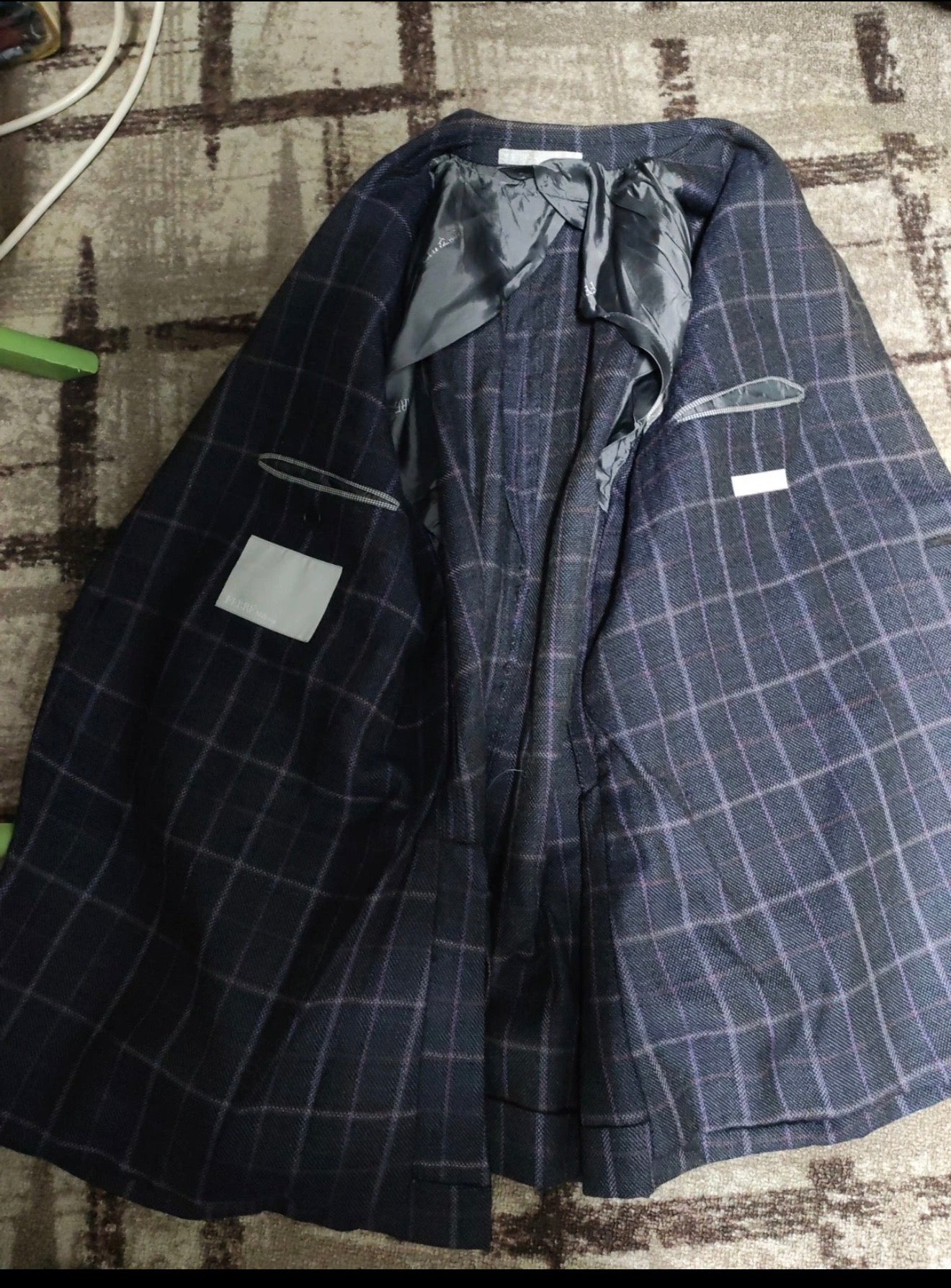 Ferre Milano pure wool soft tweed Windowpane charcoal classic jacket blazer 40R