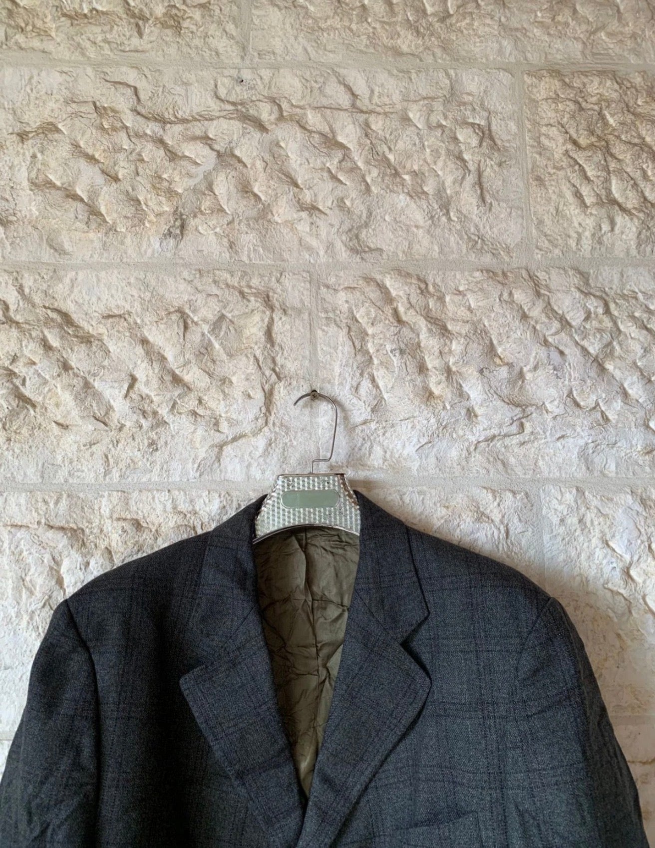 Vintage Ferrari Wool Alpaca Moessmer classic Windowpane green over coat 42R