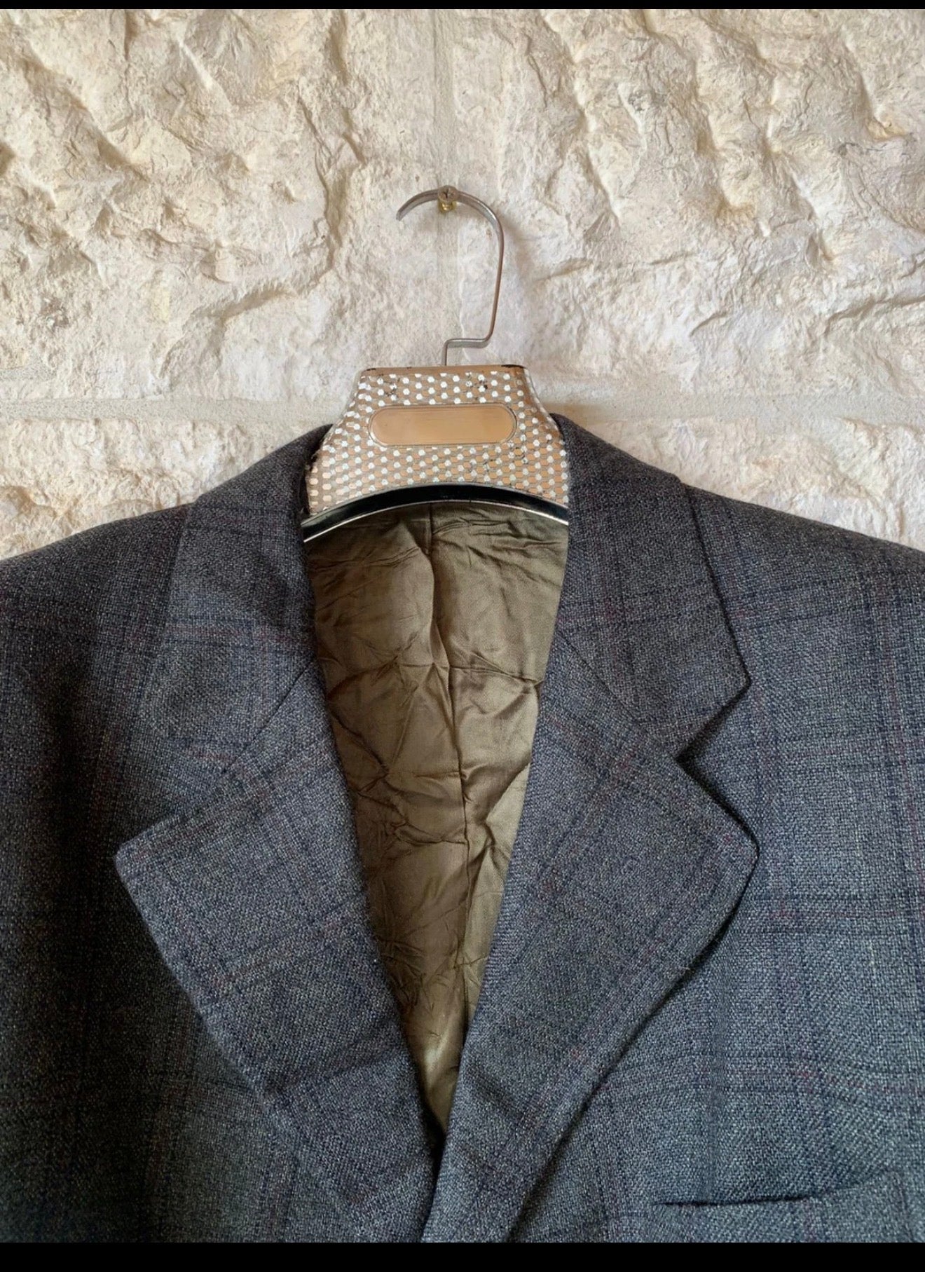 Vintage Ferrari Wool Alpaca Moessmer classic Windowpane green over coat 42R
