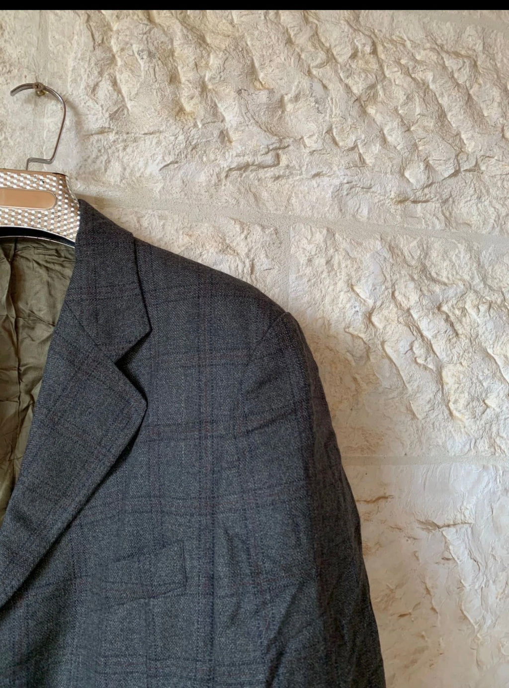Vintage Ferrari Wool Alpaca Moessmer classic Windowpane green over coat 42R