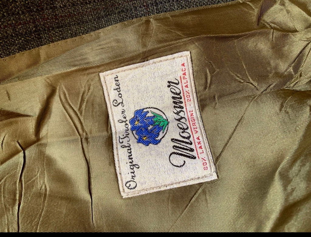 Vintage Ferrari Wool Alpaca Moessmer classic Windowpane green over coat 42R