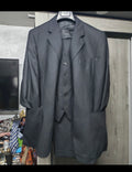 1970s vintage classic all worsted wool 3 piece charcoal 3 button suit 42R