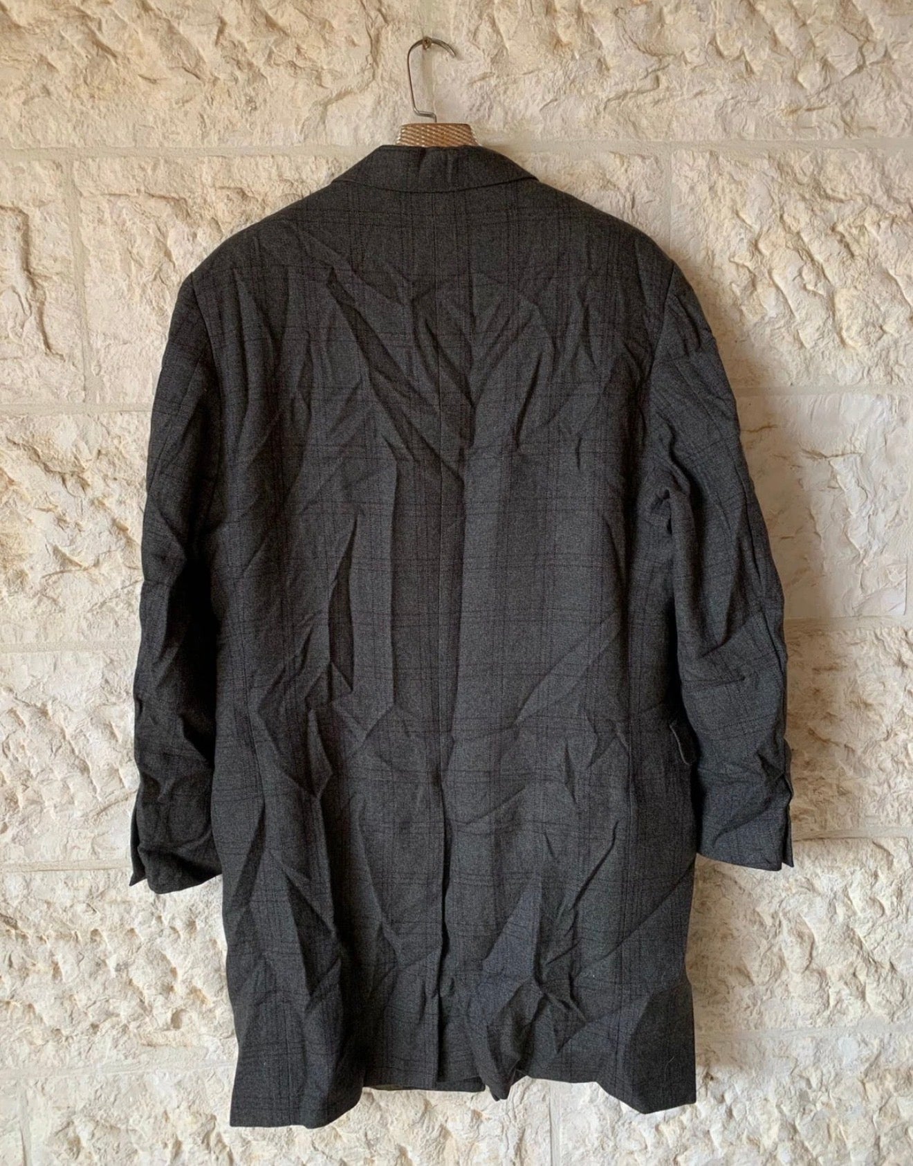 Vintage Ferrari Wool Alpaca Moessmer classic Windowpane green over coat 42R