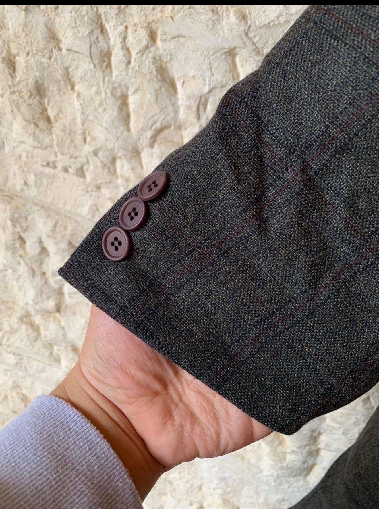 Vintage Ferrari Wool Alpaca Moessmer classic Windowpane green over coat 42R