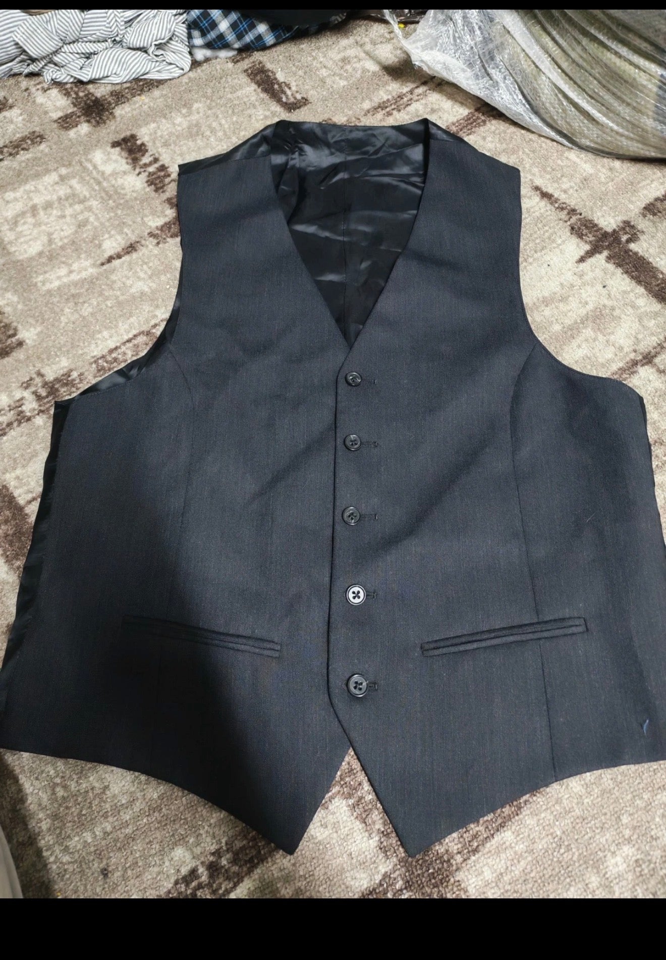 1970s vintage classic all worsted wool 3 piece charcoal 3 button suit 42R