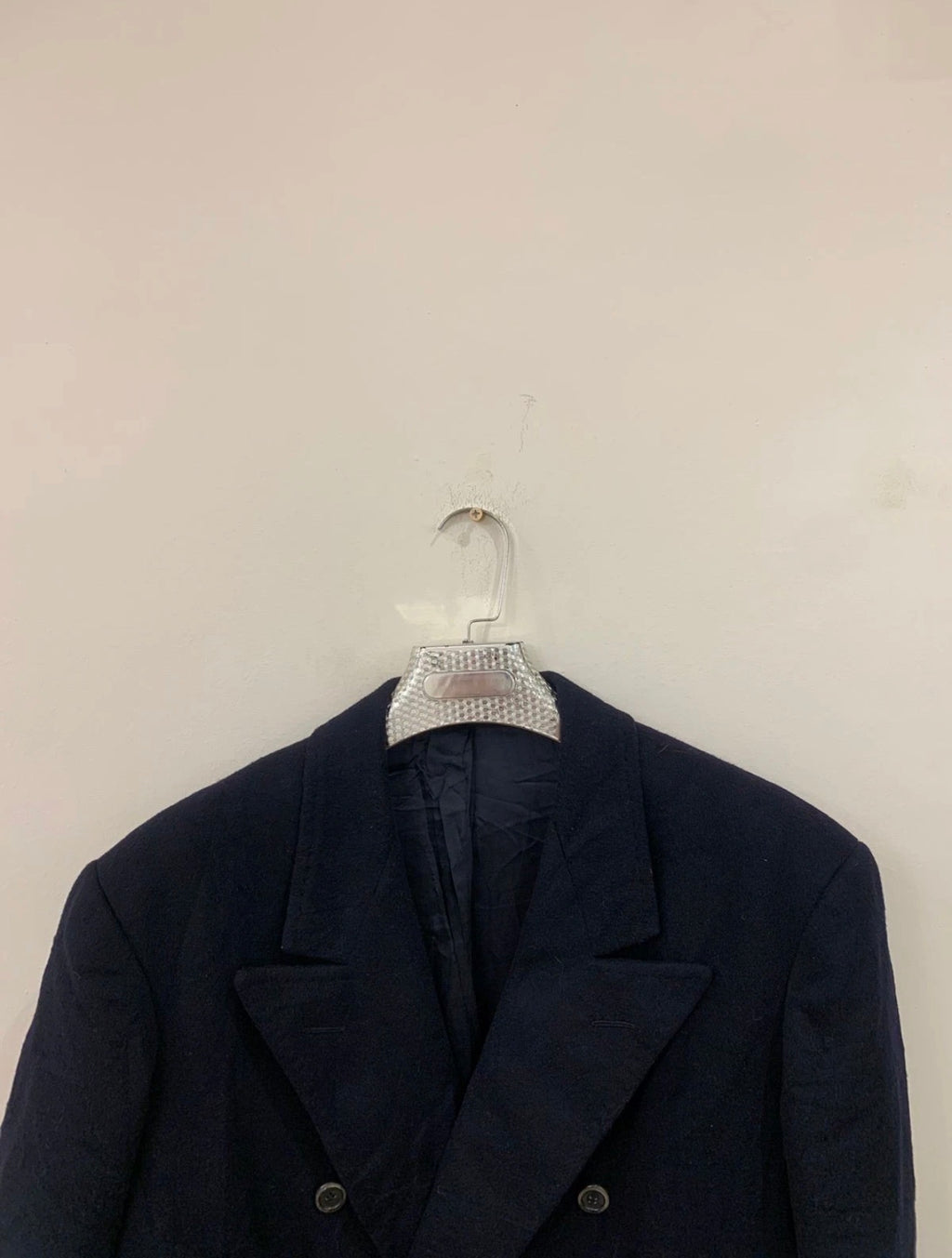 1950s Vintage wool cashmere double breasted gangster navy over coat 44R