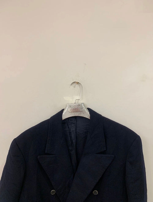 1950s Vintage wool cashmere double breasted gangster navy over coat 44R