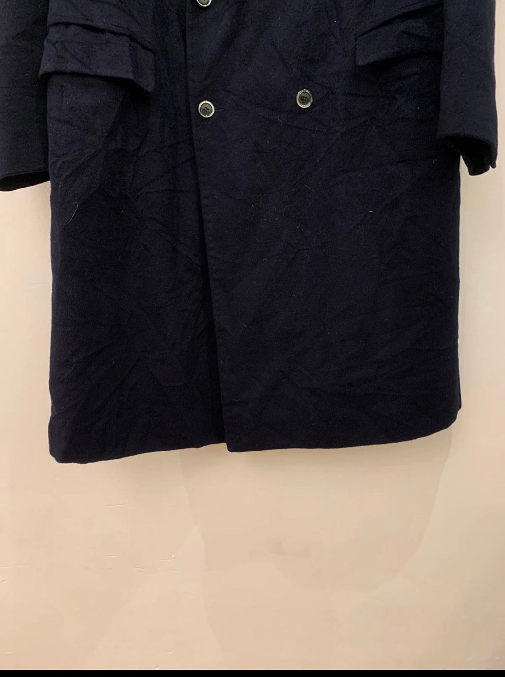 1950s Vintage wool cashmere double breasted gangster navy over coat 44R