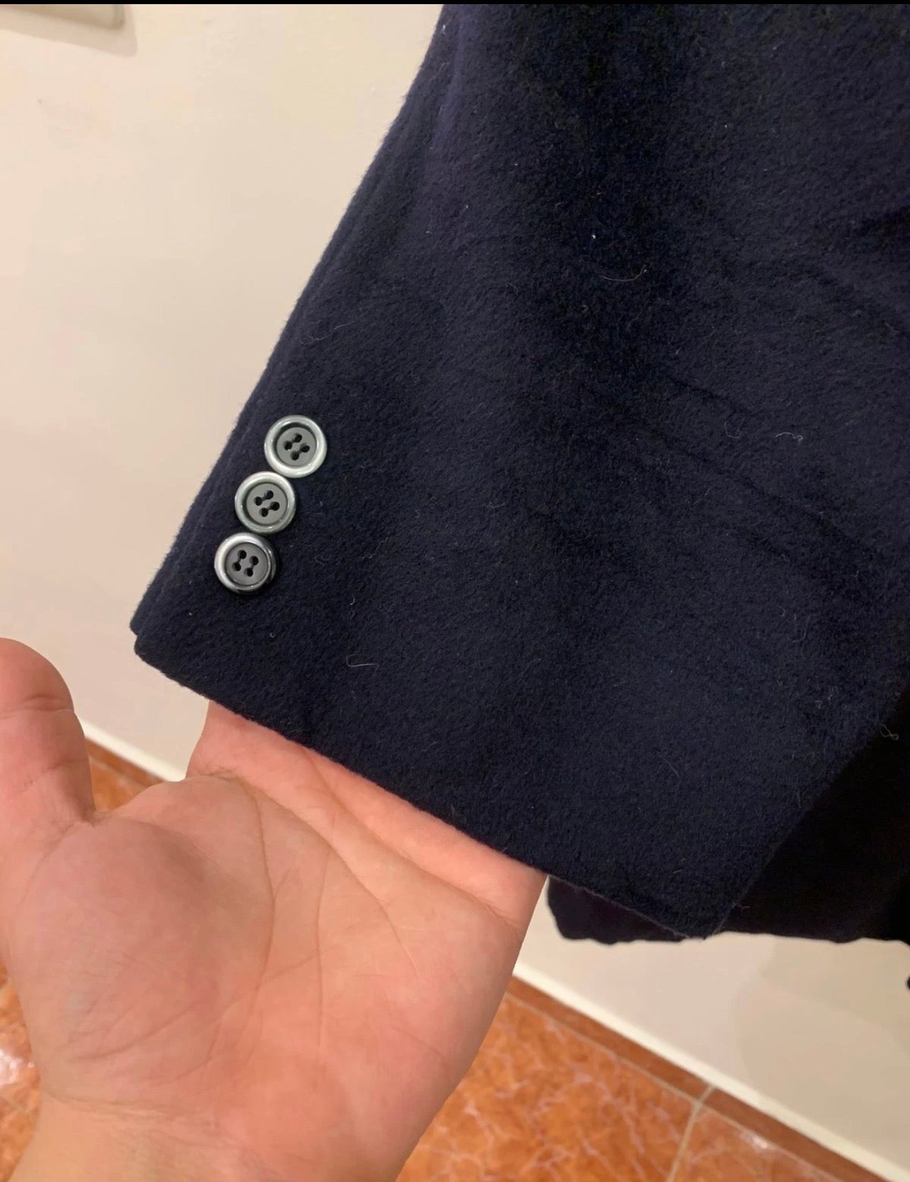 1950s Vintage wool cashmere double breasted gangster navy over coat 44R