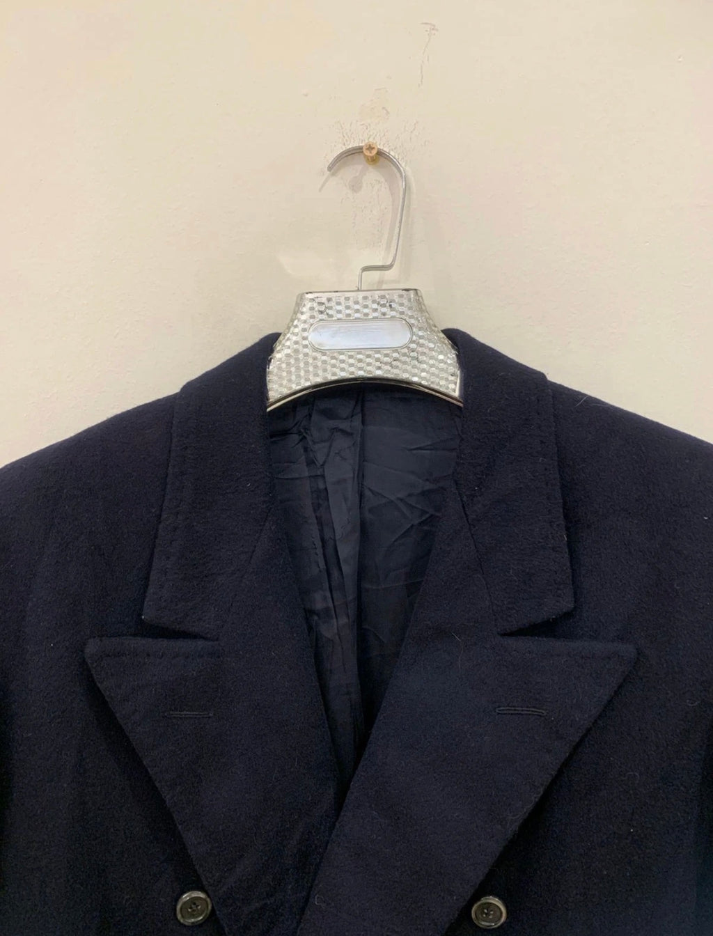 1950s Vintage wool cashmere double breasted gangster navy over coat 44R