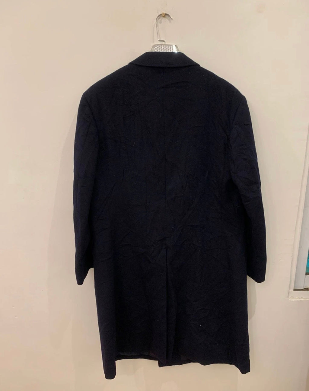 1950s Vintage wool cashmere double breasted gangster navy over coat 44R