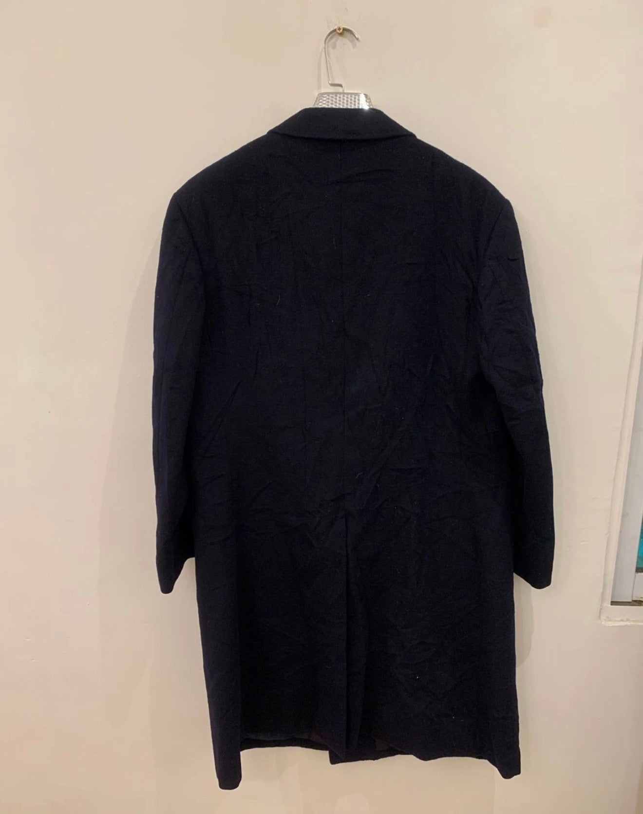 1950s Vintage wool cashmere double breasted gangster navy over coat 44R