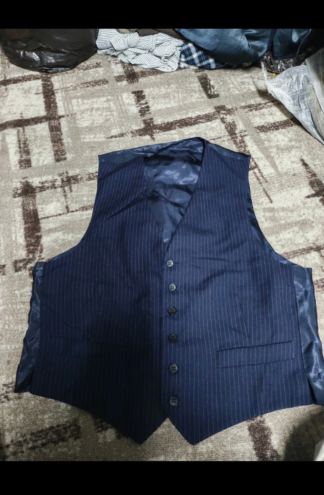 1960s Vintage classic pure wool 3 piece navy 3 button suit 40S 40R