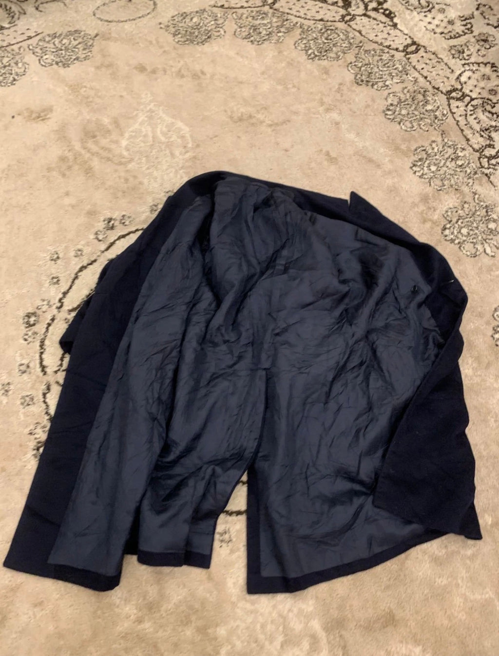 1950s Vintage wool cashmere double breasted gangster navy over coat 44R
