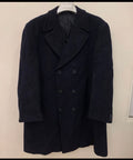 1970s Vintage classic Pure woollen Wool double breasted Navy over coat 48R XL