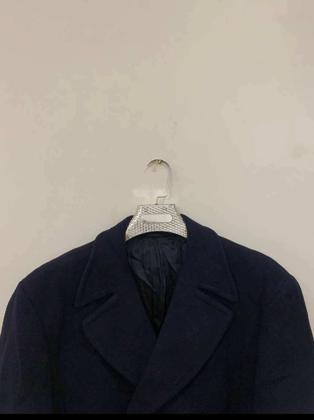 1970s Vintage classic Pure woollen Wool double breasted Navy over coat 48R XL