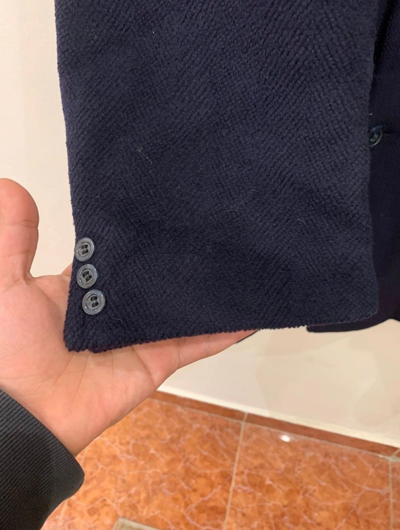 1970s Vintage classic Pure woollen Wool double breasted Navy over coat 48R XL