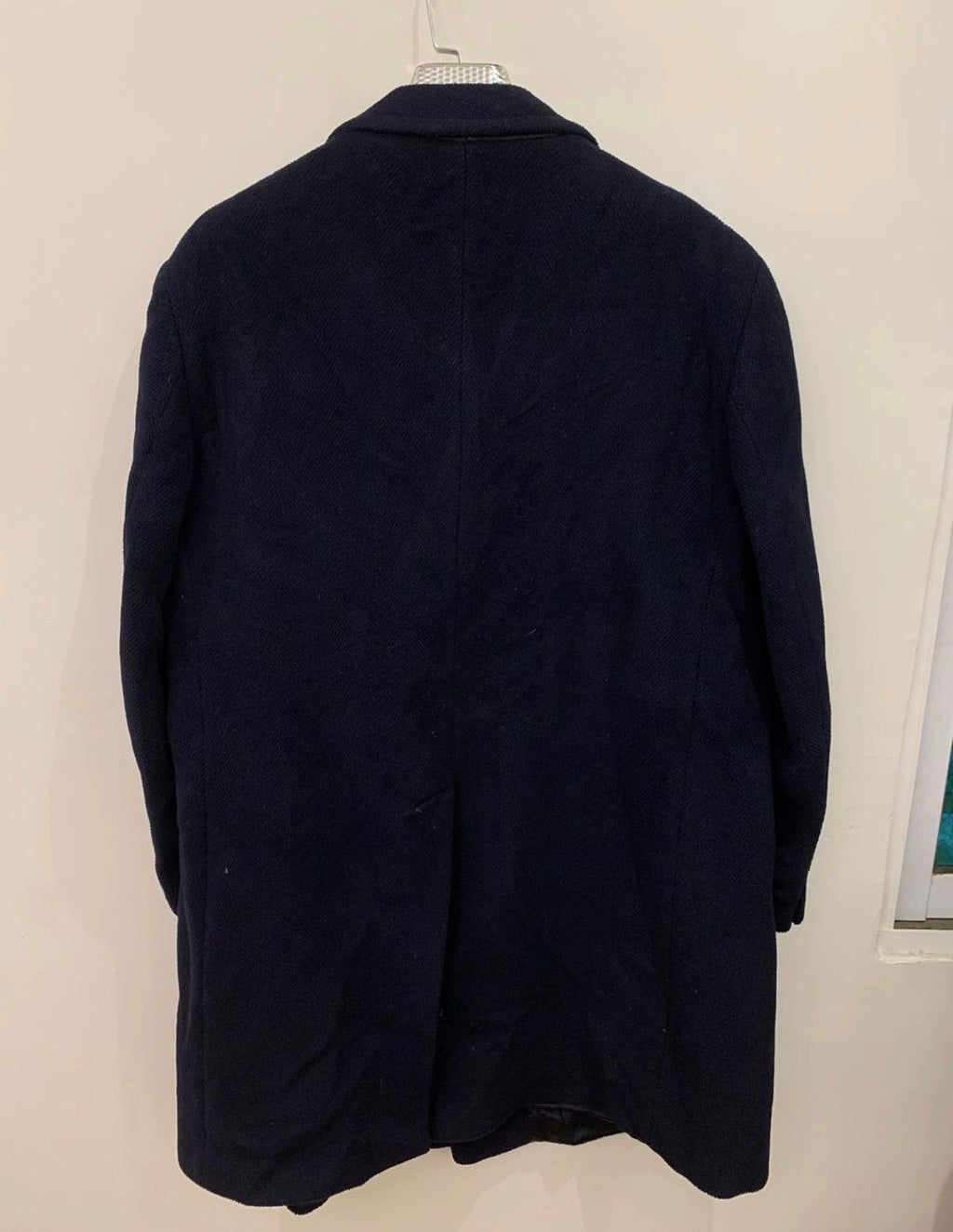 1970s Vintage classic Pure woollen Wool double breasted Navy over coat 48R XL