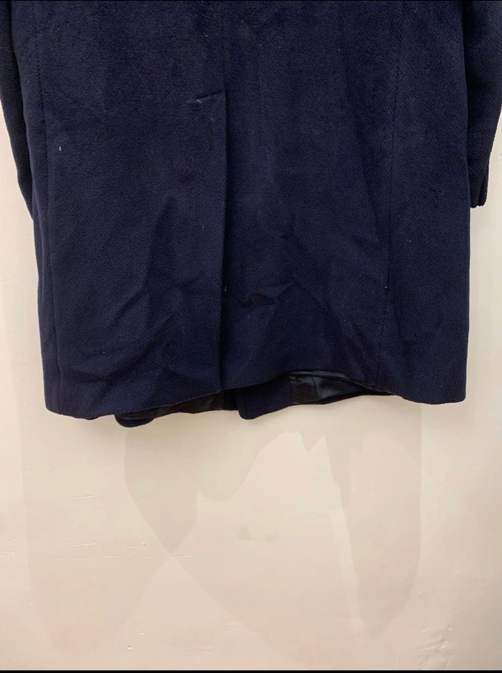 1970s Vintage classic Pure woollen Wool double breasted Navy over coat 48R XL