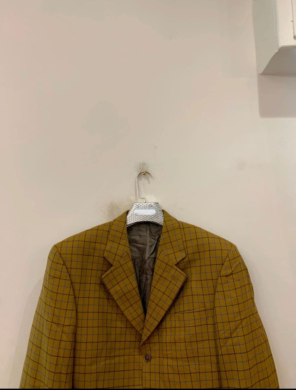 Vintage pure wool Windowpane plaid classic unique brown jacket blazer 42R