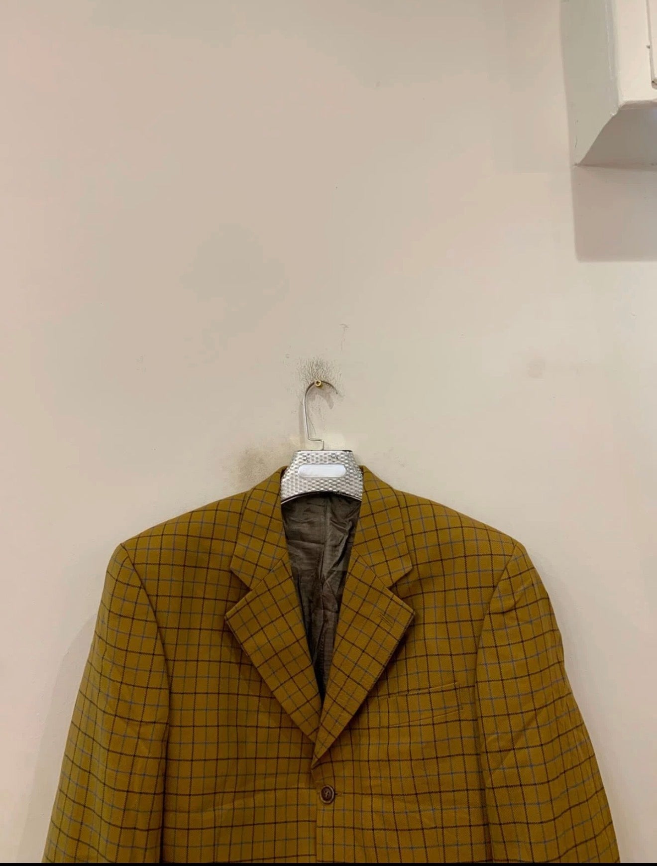 Vintage pure wool Windowpane plaid classic unique brown jacket blazer 42R