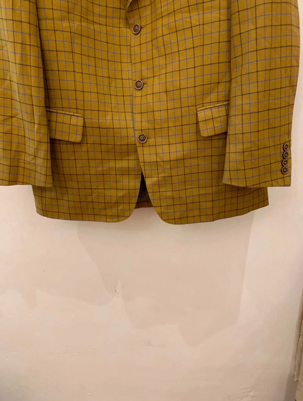 Vintage pure wool Windowpane plaid classic unique brown jacket blazer 42R