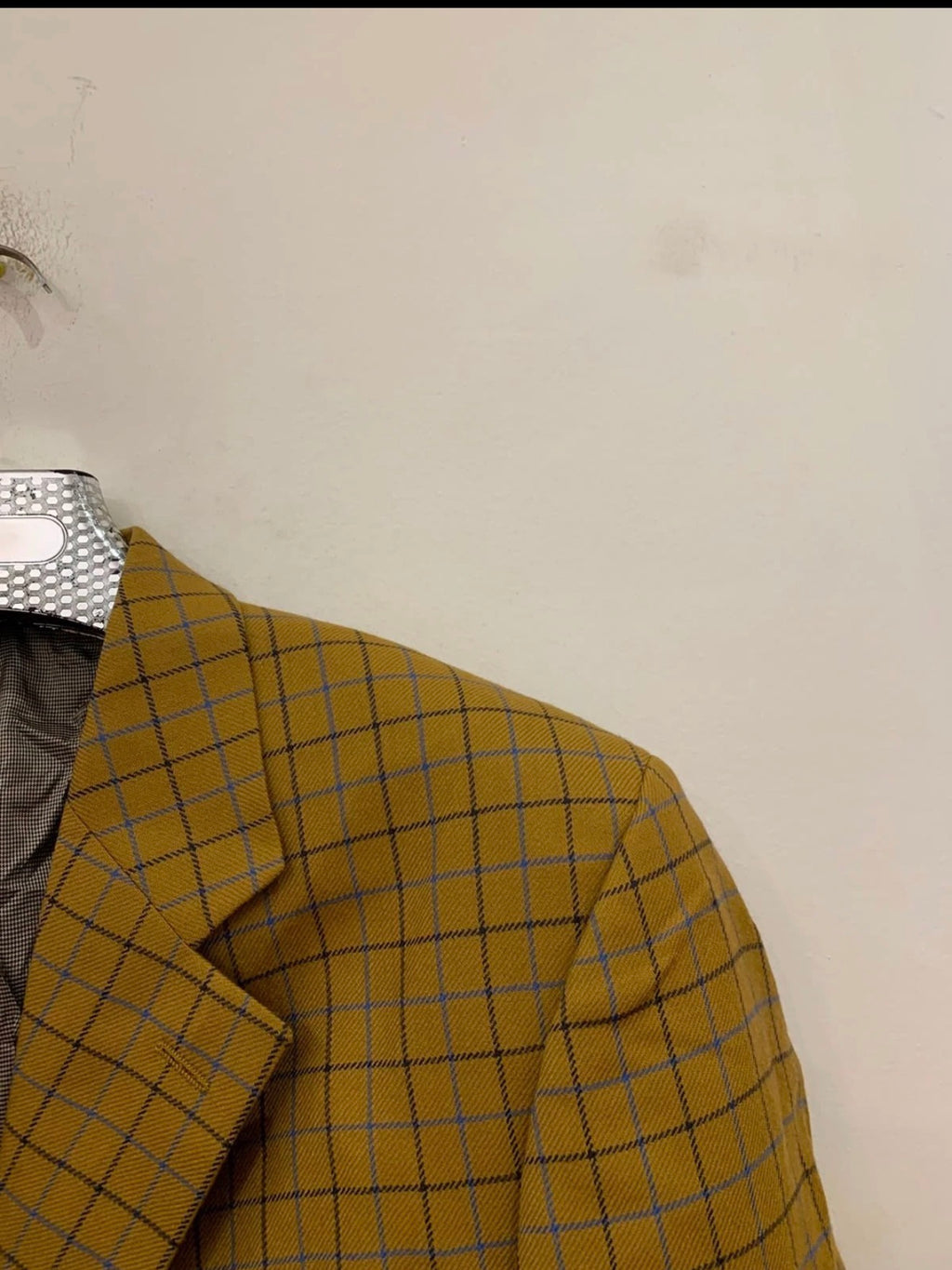 Vintage pure wool Windowpane plaid classic unique brown jacket blazer 42R