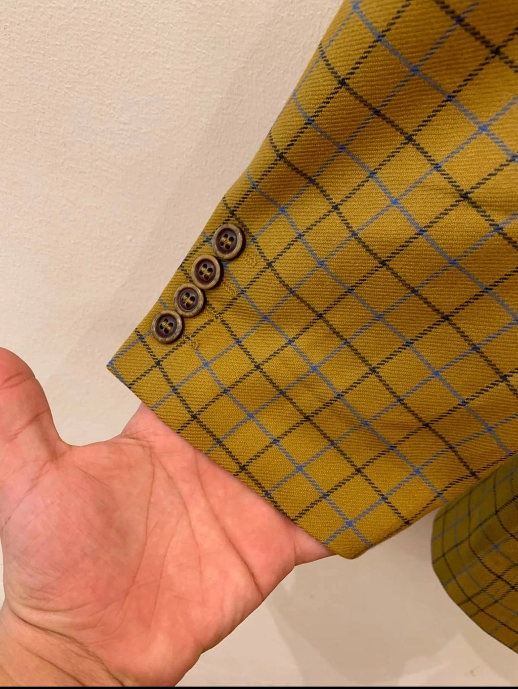 Vintage pure wool Windowpane plaid classic unique brown jacket blazer 42R