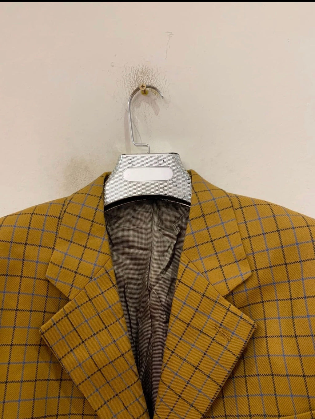 Vintage pure wool Windowpane plaid classic unique brown jacket blazer 42R