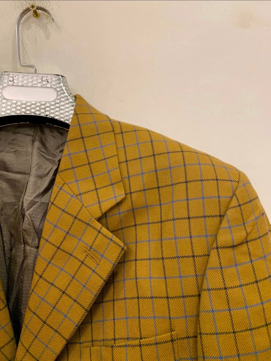 Vintage pure wool Windowpane plaid classic unique brown jacket blazer 42R