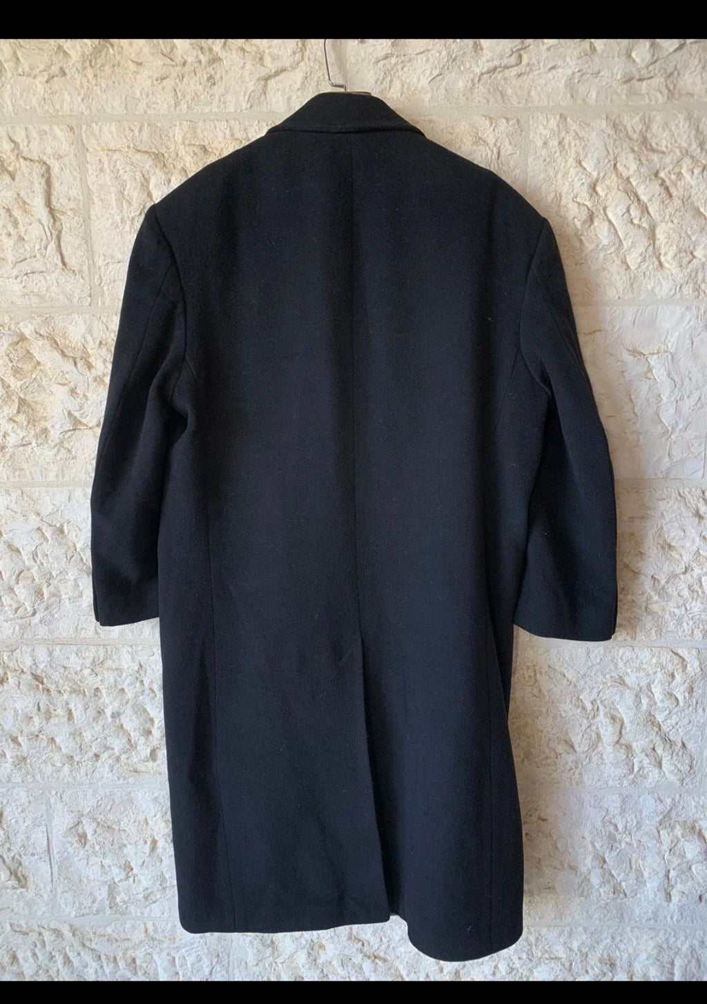 Vintage Eaton classic woollen wool db gangster black over coat 48R 48S XL