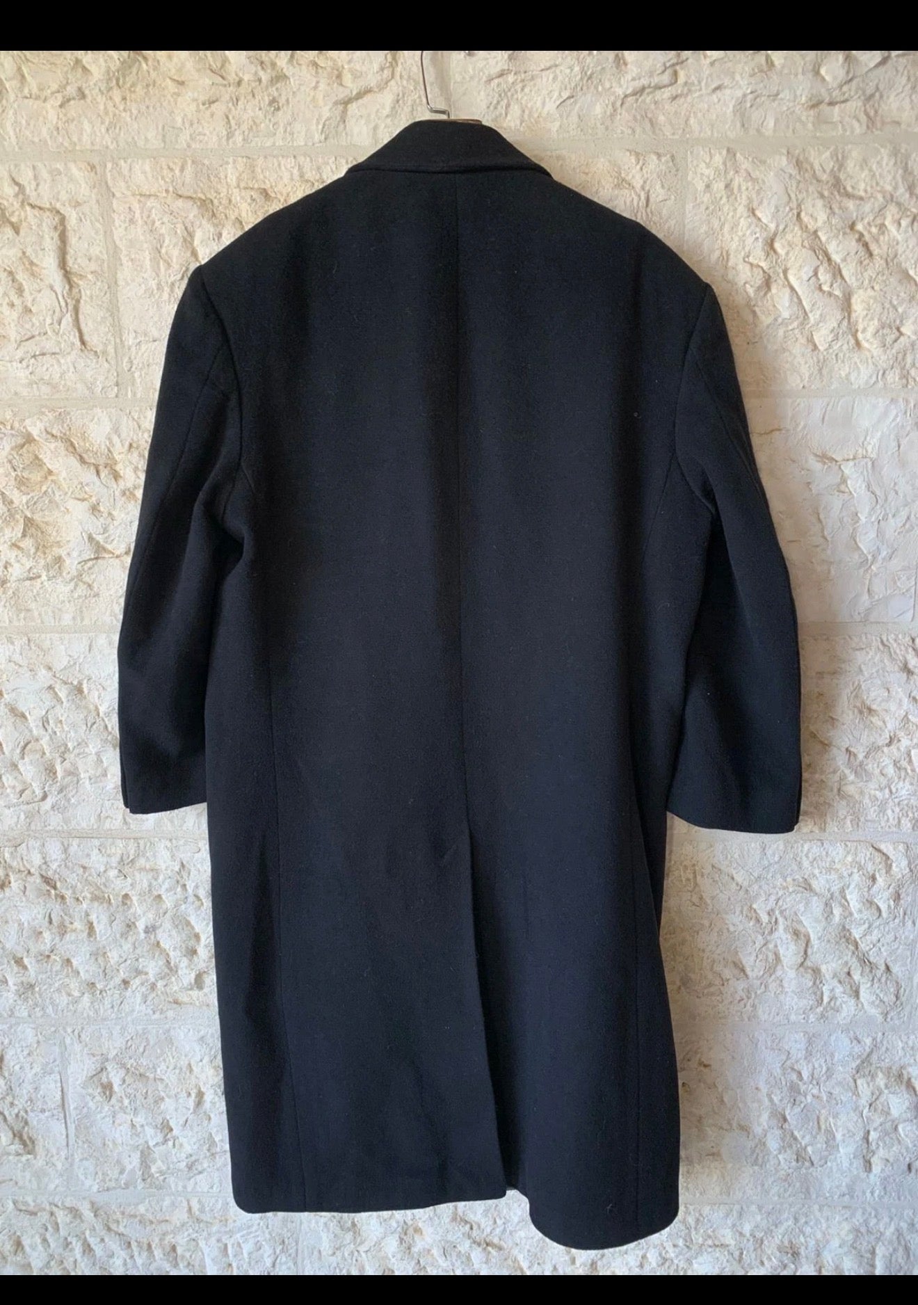 Vintage Eaton classic woollen wool db gangster black over coat 48R 48S XL