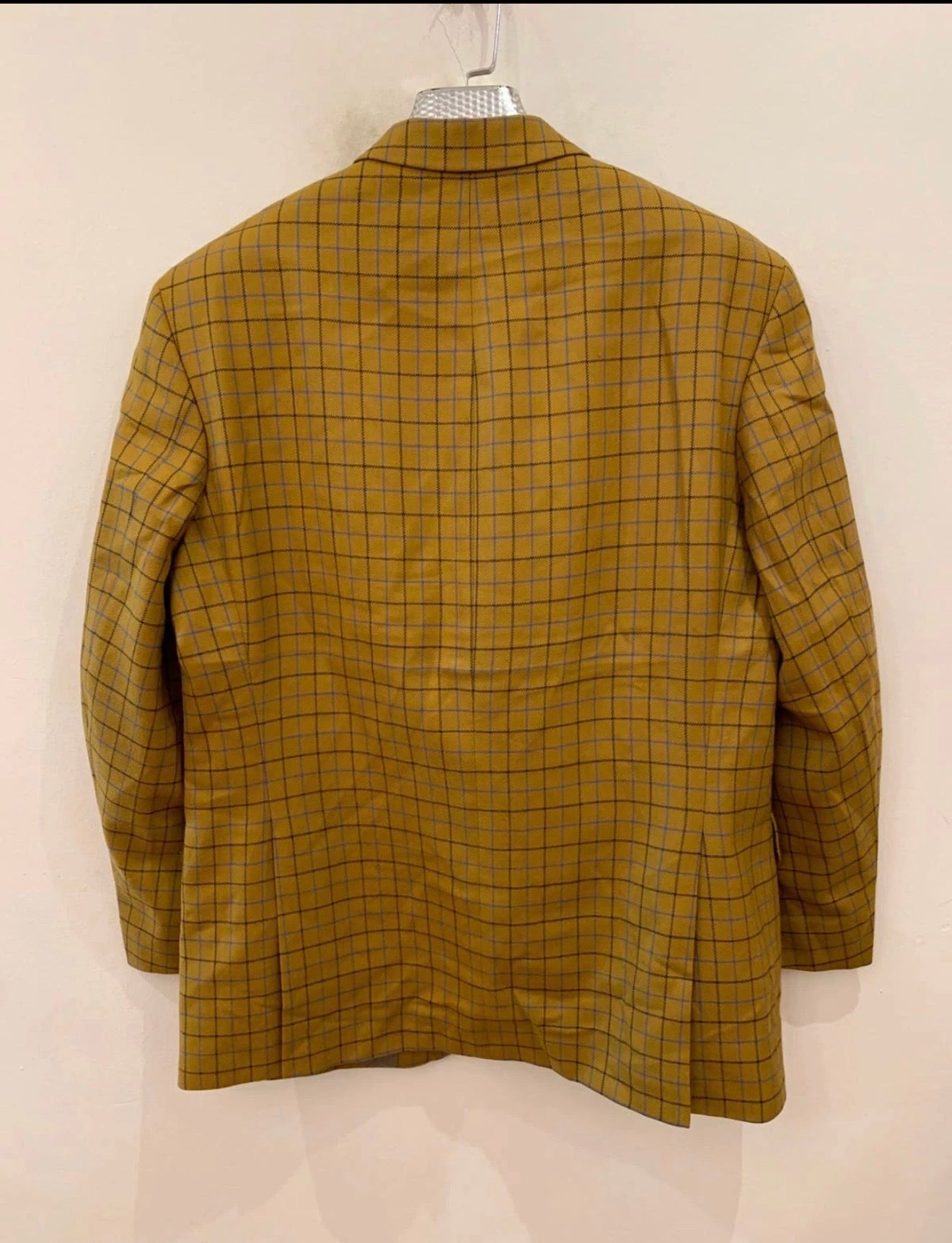 Vintage pure wool Windowpane plaid classic unique brown jacket blazer 42R