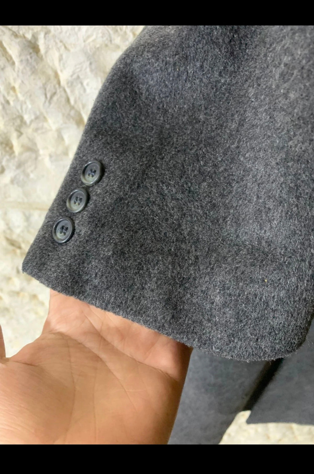 Vintage John Weitz Wool Cashmere blend db gangster Charcoal over coat 40R