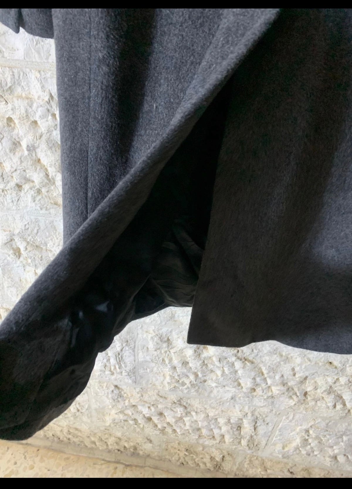 Vintage John Weitz Wool Cashmere blend db gangster Charcoal over coat 40R