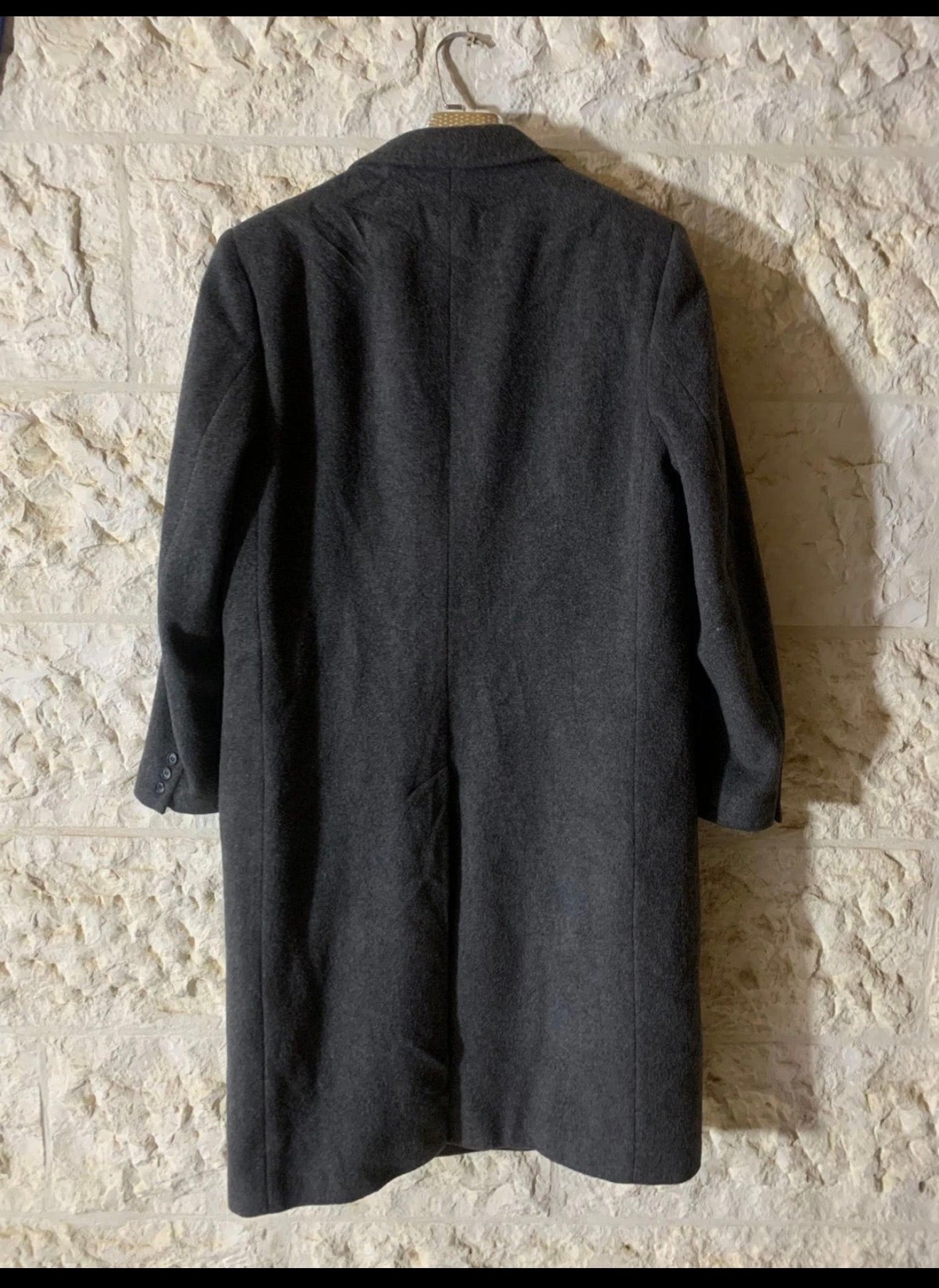 Vintage John Weitz Wool Cashmere blend db gangster Charcoal over coat 40R