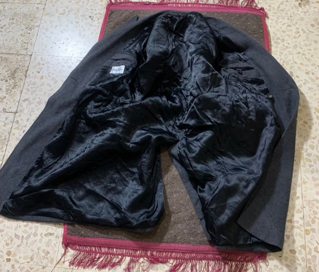 Vintage John Weitz Wool Cashmere blend db gangster Charcoal over coat 40R