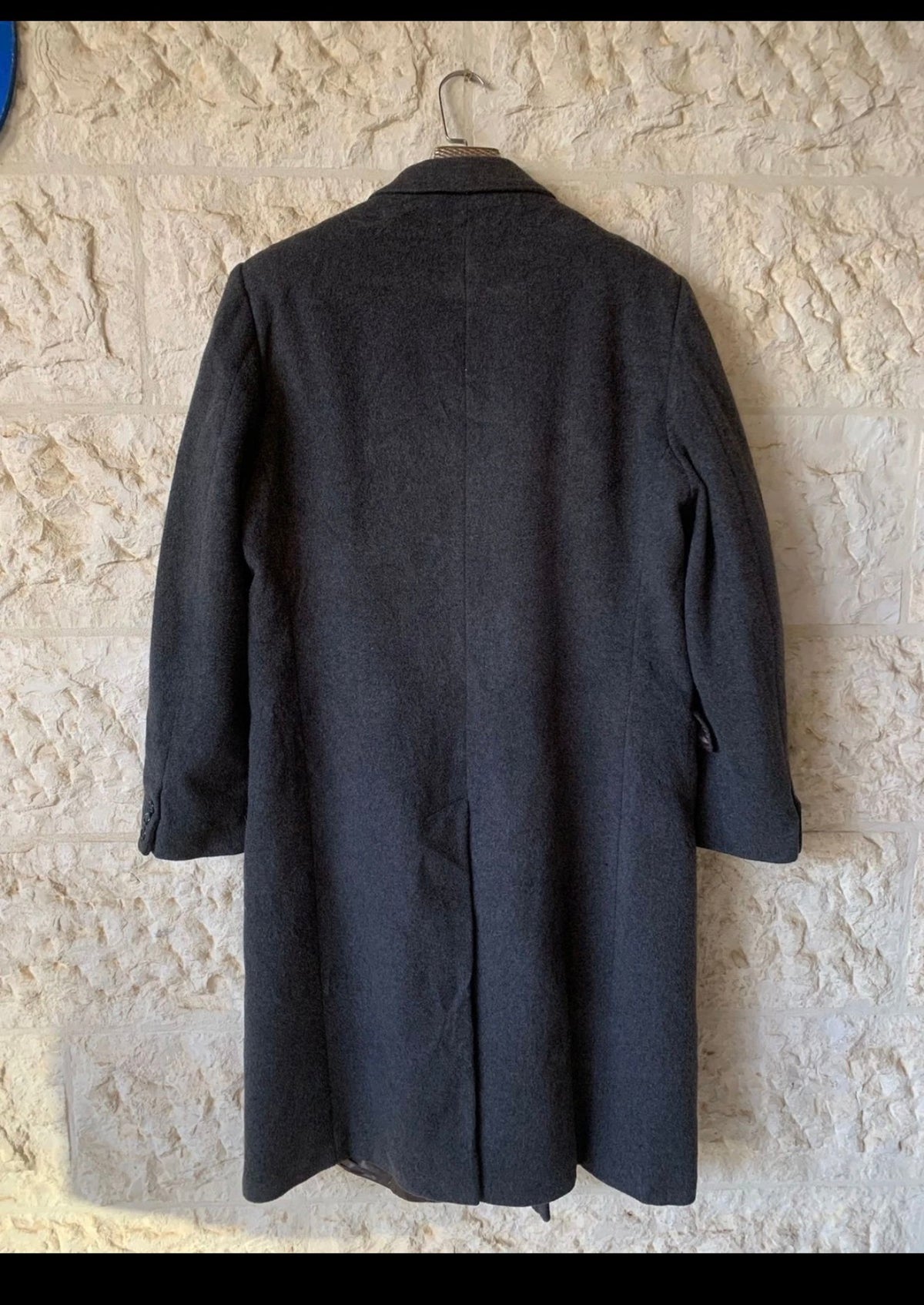 Vintage Mark Alexander Wool Cashmere blend db gangster Charcoal overcoat 42L 42R
