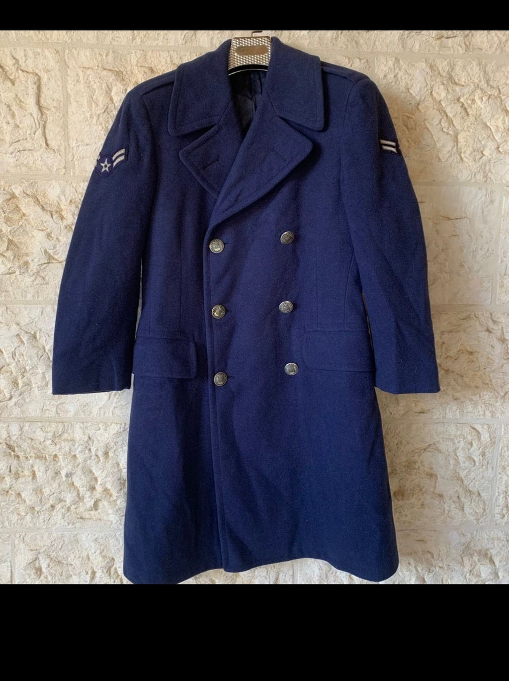 1950s Vintage USAF pure woollen wool classic silver button db over coat 38R 38S