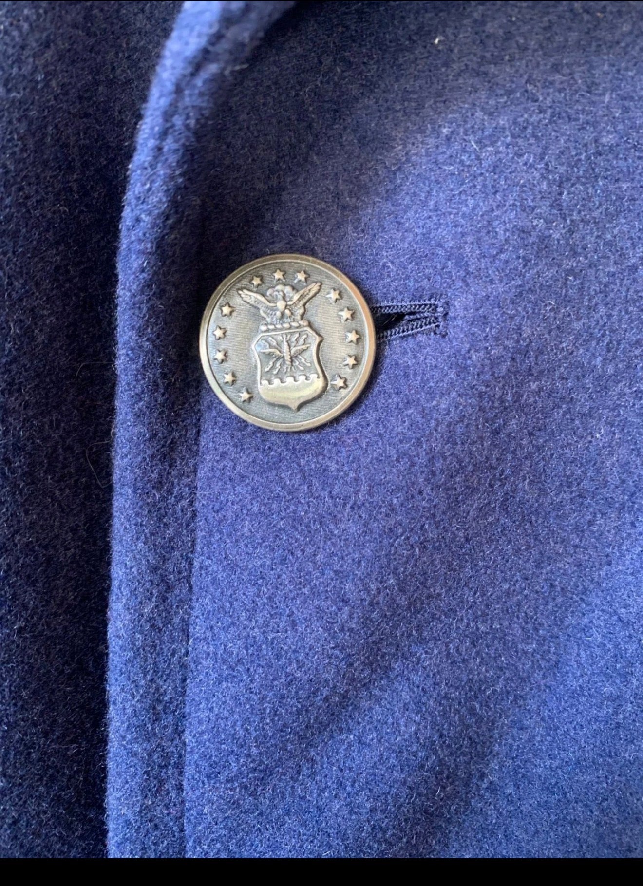 1950s Vintage USAF pure woollen wool classic silver button db over coat 38R 38S