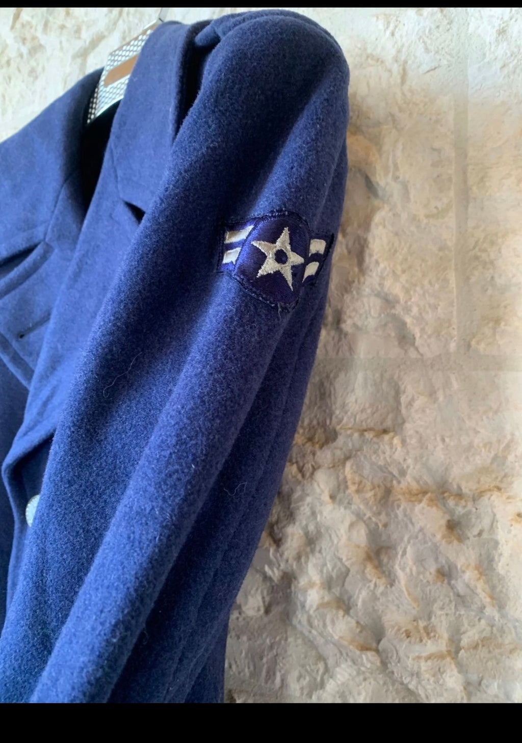 1950s Vintage USAF pure woollen wool classic silver button db over coat 38R 38S