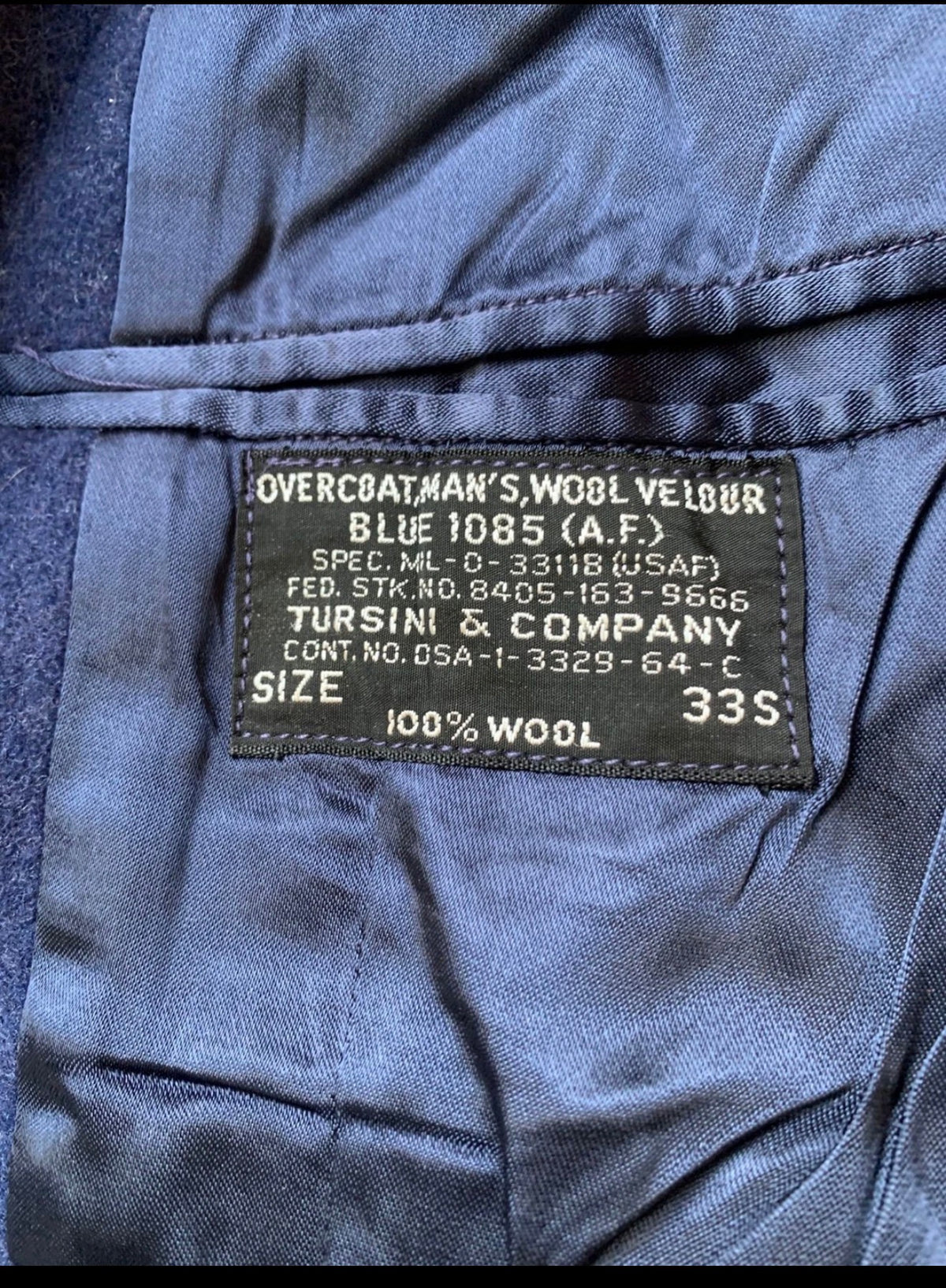 1950s Vintage USAF pure woollen wool classic silver button db over coat 38R 38S