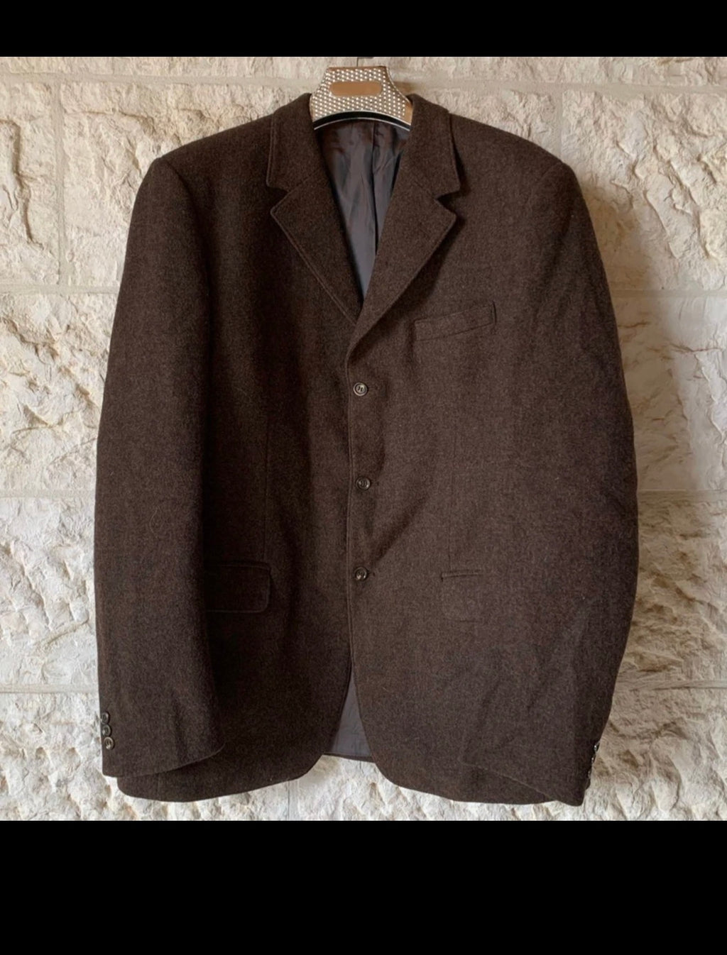 Vintage pure wool handwoven Tweed camouflage brown hunting jacket blazer 44L