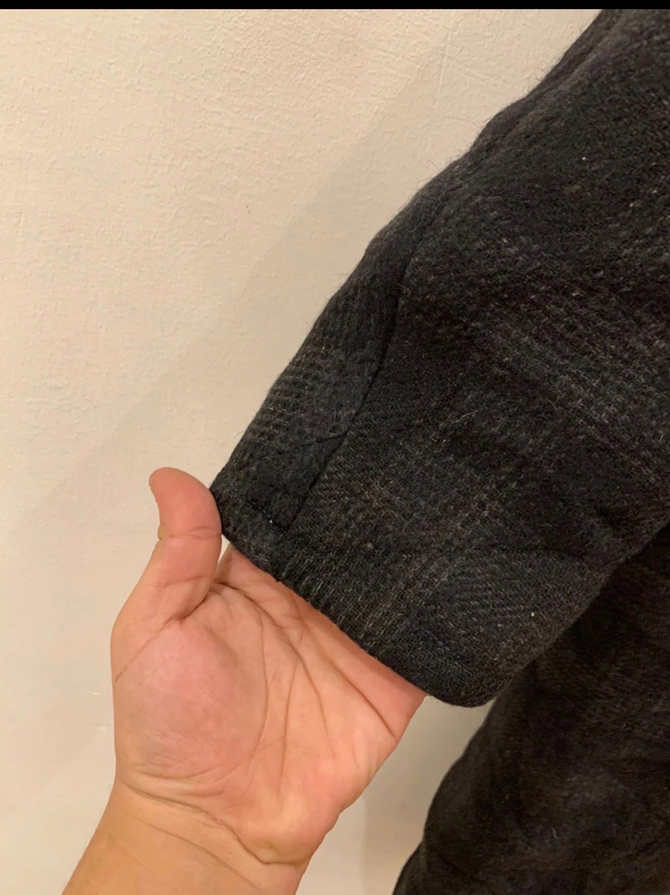 Vintage wool blend classic charcoal plaid over coat 44 14 L