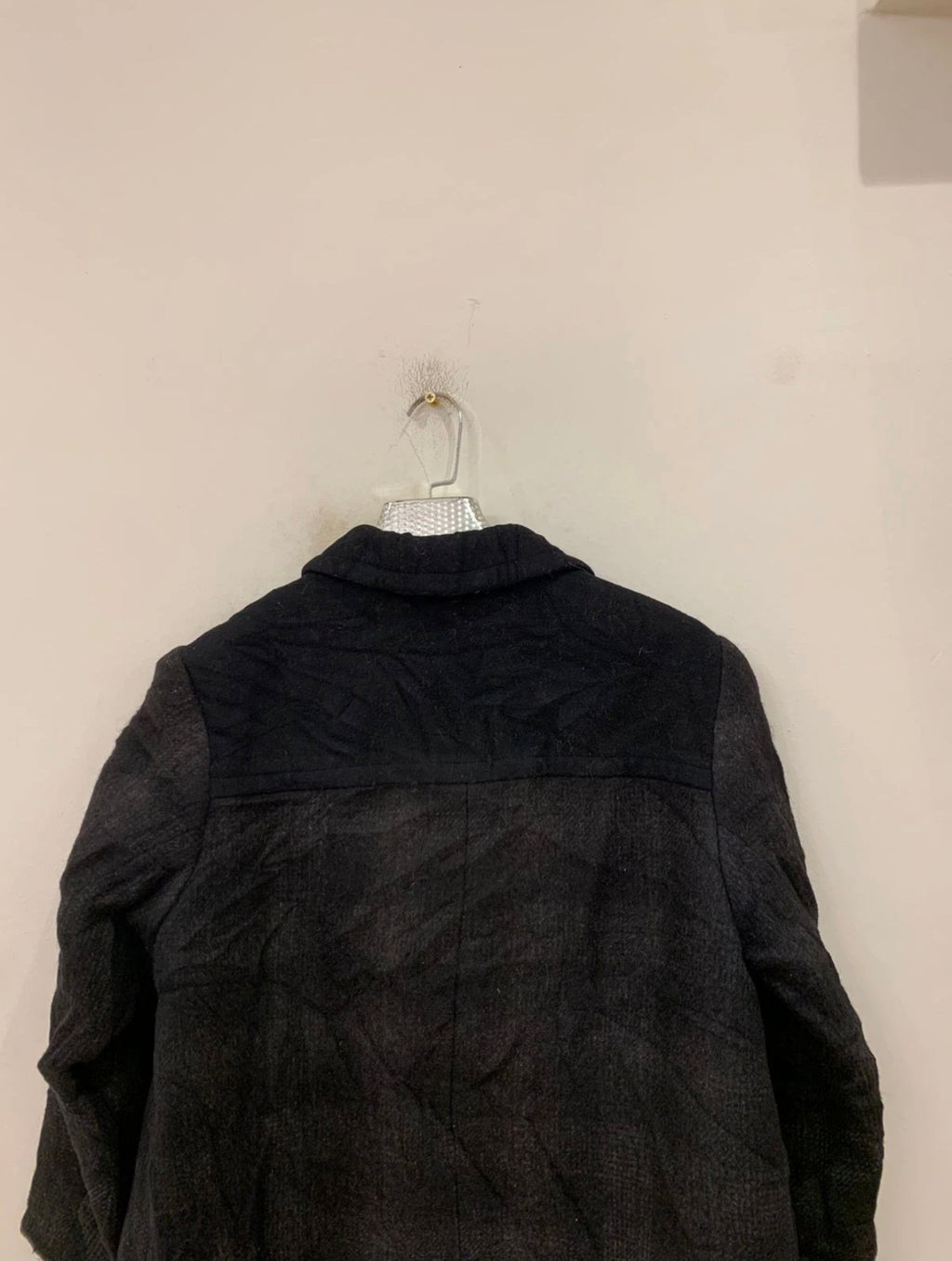 Vintage wool blend classic charcoal plaid over coat 44 14 L