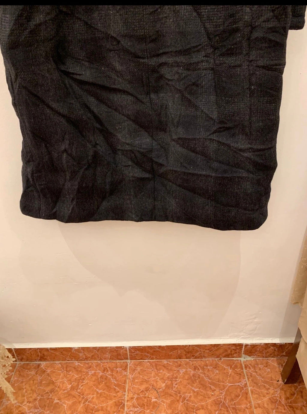 Vintage wool blend classic charcoal plaid over coat 44 14 L