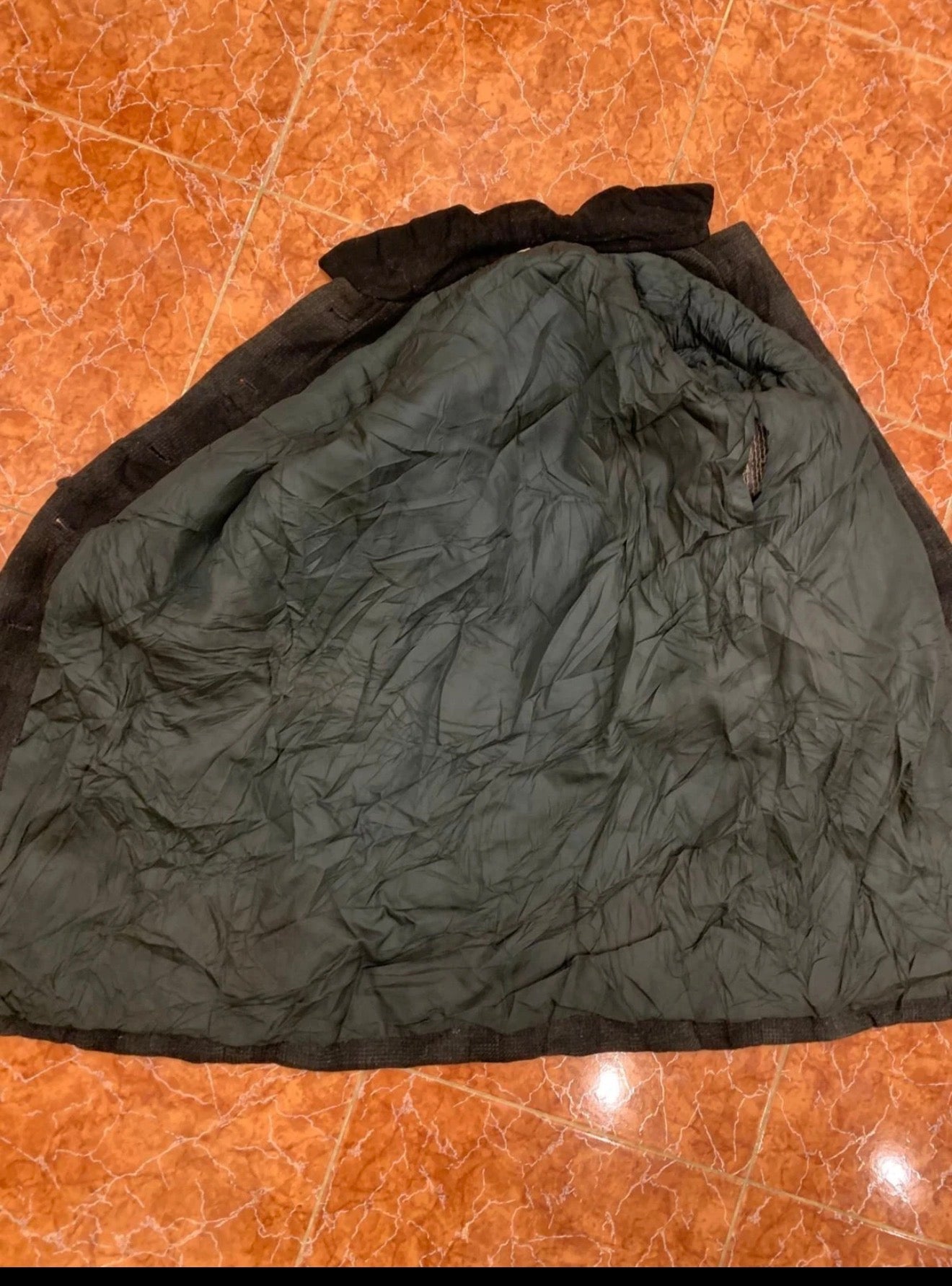 Vintage wool blend classic charcoal plaid over coat 44 14 L