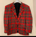 Vintage wool blend camouflage plaid classic unique red jacket blazer 44R