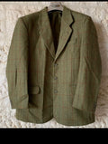 Vintage pure wool handwoven Tweed Windowpane green hunting jacket blazer 44R